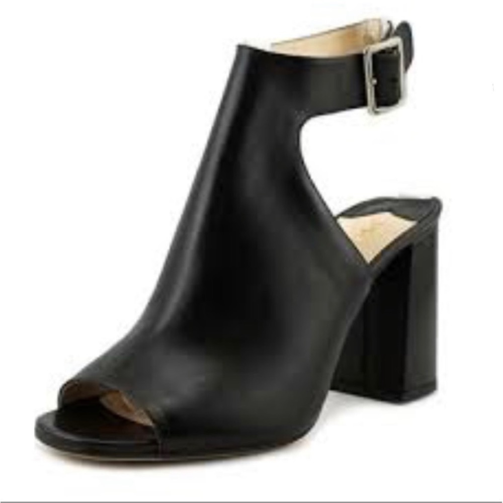 PRADA Albina Black Leather Chunky Block Peep Toe Slingback Heels 38.5